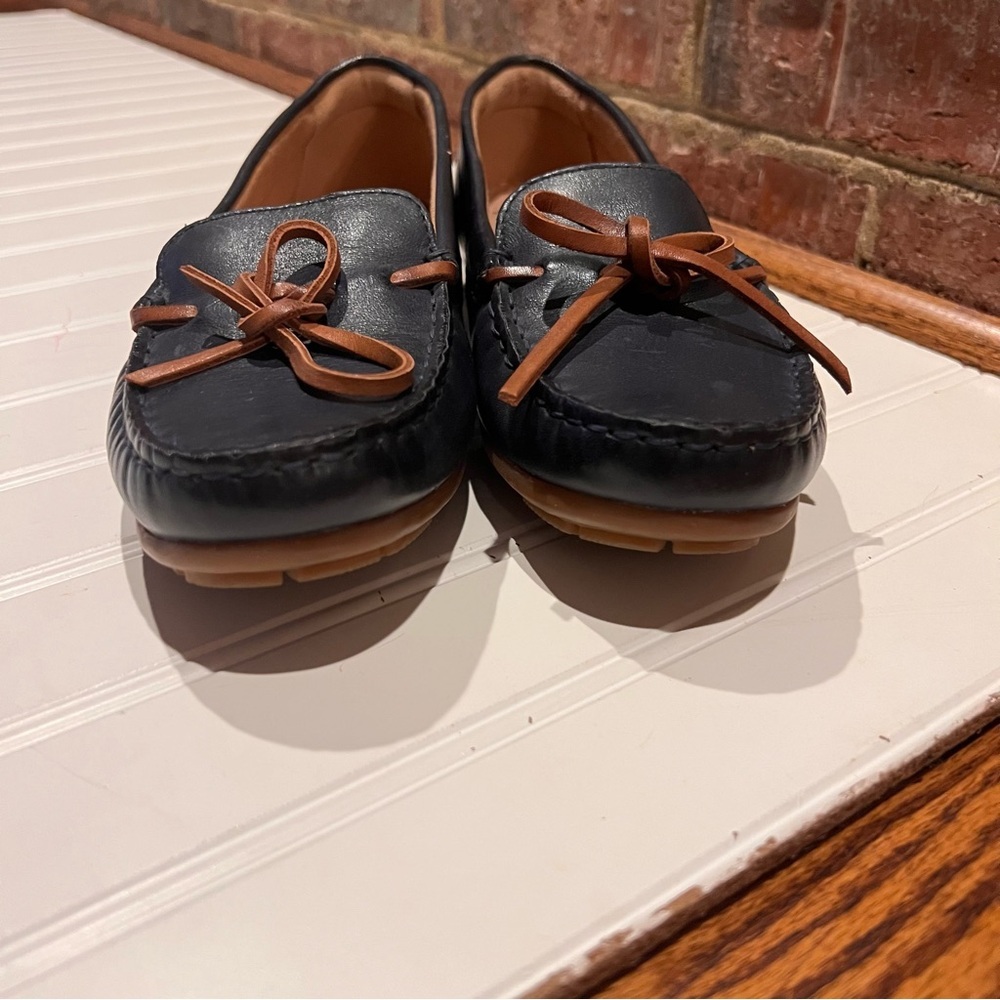 Clarks Collection Navy Leather Loafers Women’s 8.5M Driving Moccasins - Picture 5 of 11